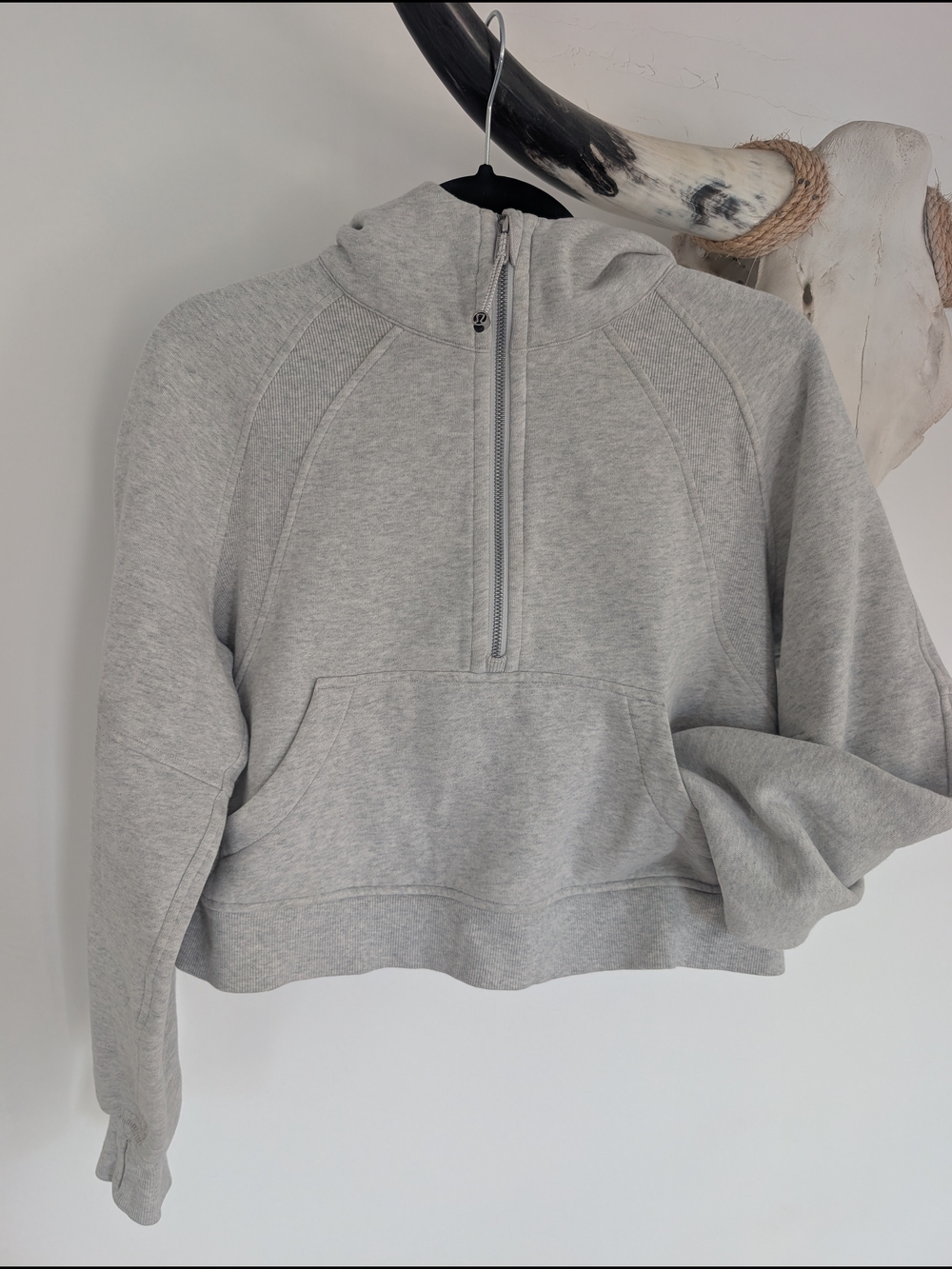 Lululemon Cropped Light Gray Half-Zip Hoodie Xs/S